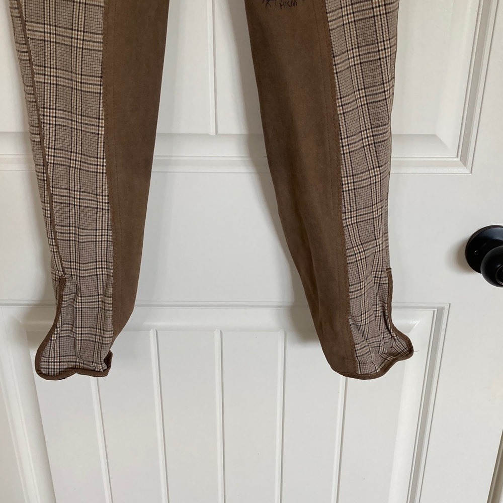 HKM Womens Plaid Brown Equestrian Riding Pants Size US 30 Stretch Classic - Picture 9 of 16